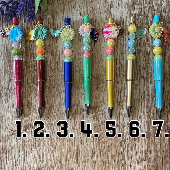 Hand Crafted Other - Writing Pen Butterfly Flower Shark Owl Artisan Beaded Handcrafted Office